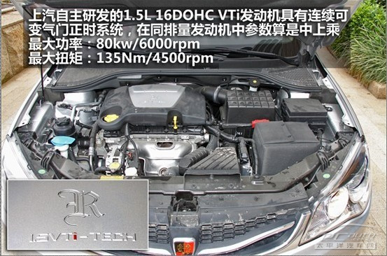 动力系统方面,荣威350配备的是上汽自主研发的15l 16dohc vti发动机